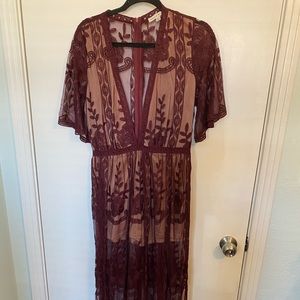 Maroon Lace Romper